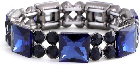 LUREME Bling Navy Blue Square Stones Elastic Stretch Bangle Bracelets for Women Party Proms(bl003601) in Saudi Arabia