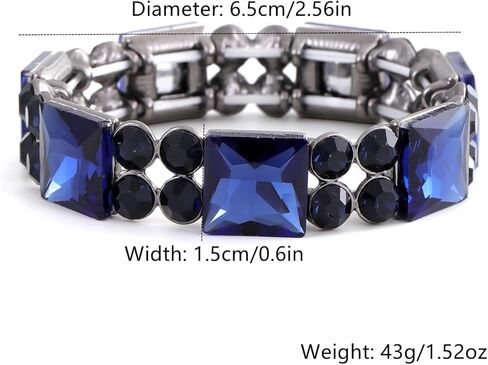 LUREME Bling Navy Blue Square Stones Elastic Stretch Bangle Bracelets for Women Party Proms(bl003601) in Saudi Arabia