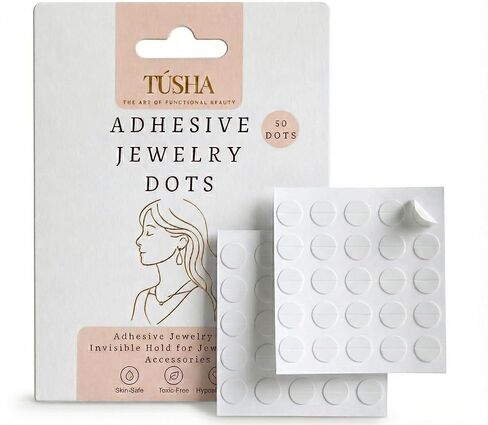 Adhesive Jewelry Dots On-Skin Adhesive That Keeps Jewelry Precisely Positioned and Prevents Twisting, Invisible Skin-Safe Fashion Tape and Clear Body Tape for Women for a Polished Look, 50 Pack in Saudi Arabia