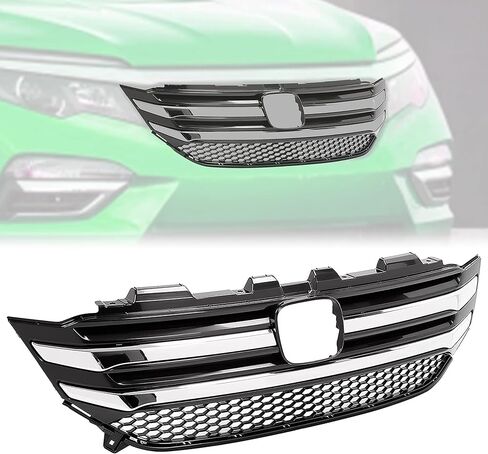 HECASA Front Upper Grille Compatible with 2016-2018 Honda Pilot W/Chrome Trim Molding Mesh Bumper Grill in Saudi Arabia