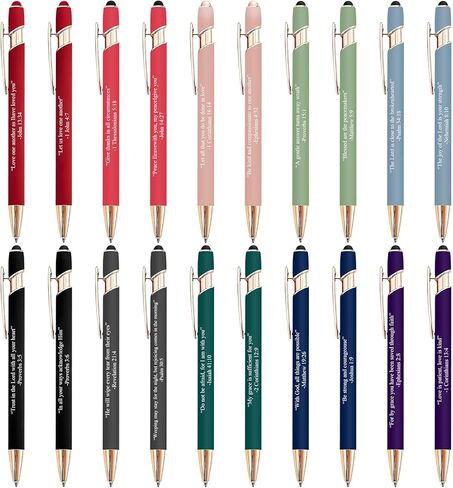 Bible Verse Ballpoint Pens with Stylus, Retractable Christian Writing Pens Inspirational Religious Gifts for Bible Study, Daily Journaling, School & Office Supplies (10) in Kuwait