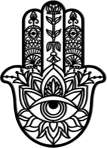 Slickss Hamsa Hand of Fatima Metal Wall Art, Sacred Geometry Spiritual Wall Decor - Evil Eye Protection Sign for Boho Bedroom, Unique Housewarming Gift (Gold) in Kuwait