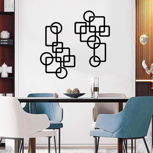 YIYA 2 PCS Black Abstract Metal Wall Art Decoration Minimalist Decor 3D Textured Square Logo Metal Wall Sculpture，for Living Room Bedroom Bathroom Study Room in Saudi Arabia
