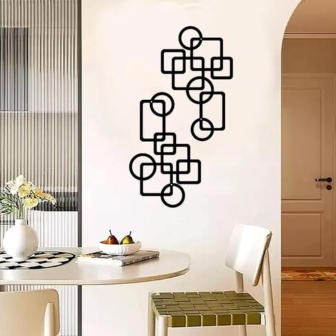 YIYA 2 PCS Black Abstract Metal Wall Art Decoration Minimalist Decor 3D Textured Square Logo Metal Wall Sculpture，for Living Room Bedroom Bathroom Study Room in Saudi Arabia