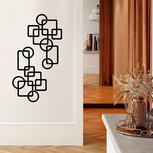 YIYA 2 PCS Black Abstract Metal Wall Art Decoration Minimalist Decor 3D Textured Square Logo Metal Wall Sculpture，for Living Room Bedroom Bathroom Study Room in Saudi Arabia