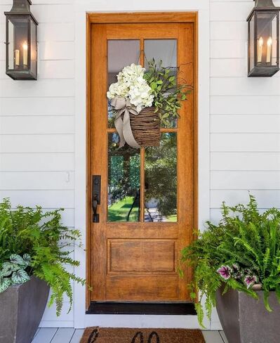 Door Hanger Basket Wreath,Spring Summer Wreaths for Front Door,Artificial Hanging Basket Farmhouse Floral Door Decor,Rustic Wildflower Garland for Home Porch Entryway Wall Decoration (B) in Saudi Arabia