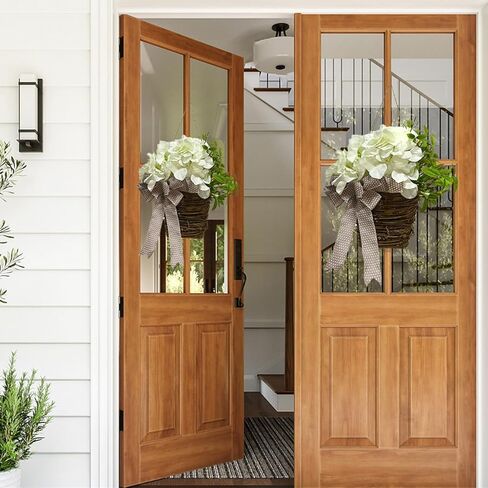 Door Hanger Basket Wreath,Spring Summer Wreaths for Front Door,Artificial Hanging Basket Farmhouse Floral Door Decor,Rustic Wildflower Garland for Home Porch Entryway Wall Decoration (B) in Saudi Arabia