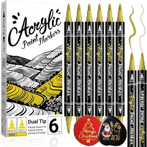 Acrylic Paint Markers for Rocks Painting: 36 Colors Rock Painting Markers for Teen, Acrylic Paint Pens for Rocks, Wood, Pumpkins Kit, Canvas, Ceramics for Kids Ages 6-12 with Round and Brush Tip in Saudi Arabia