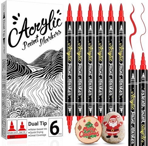Acrylic Paint Markers for Rocks Painting: 36 Colors Rock Painting Markers for Teen, Acrylic Paint Pens for Rocks, Wood, Pumpkins Kit, Canvas, Ceramics for Kids Ages 6-12 with Round and Brush Tip in Saudi Arabia