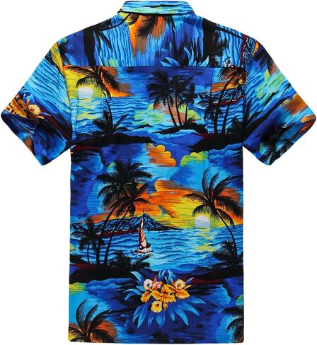 Matching Father Daughter Hawaiian Luau Men Shirt Girl Gypsy Dress in Sunset in Saudi Arabia