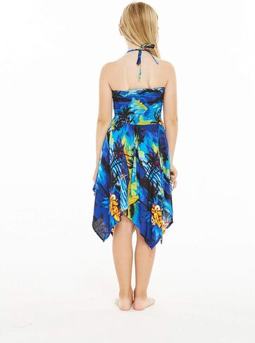 Matching Father Daughter Hawaiian Luau Men Shirt Girl Gypsy Dress in Sunset in Saudi Arabia