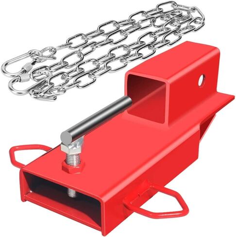 Universal 2" Forklift Trailer Hitch Attachment Adapter, Heavy Duty Clamp-on Forklift Ball Hitch Attachment, Red Forklift Hitch Attachment with Chain for Pallet Forks in Kuwait