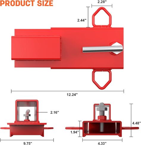 Universal 2" Forklift Trailer Hitch Attachment Adapter, Heavy Duty Clamp-on Forklift Ball Hitch Attachment, Red Forklift Hitch Attachment with Chain for Pallet Forks in Kuwait