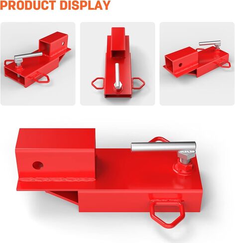 Universal 2" Forklift Trailer Hitch Attachment Adapter, Heavy Duty Clamp-on Forklift Ball Hitch Attachment, Red Forklift Hitch Attachment with Chain for Pallet Forks in Kuwait