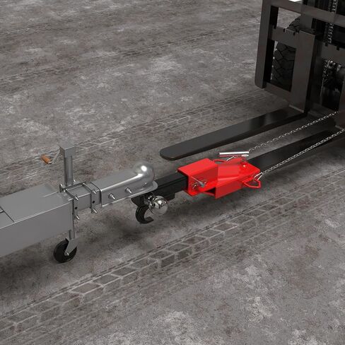 Universal 2" Forklift Trailer Hitch Attachment Adapter, Heavy Duty Clamp-on Forklift Ball Hitch Attachment, Red Forklift Hitch Attachment with Chain for Pallet Forks in Kuwait
