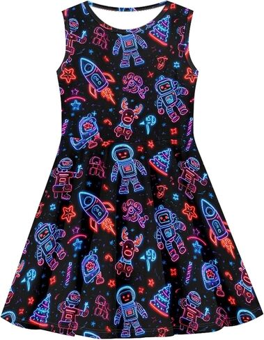 3D Cute Print Dress Girls Sleeveless Dresses Summer Outfit Birthday Party Holiday Sundress for Kids 3-16 Years in Kuwait