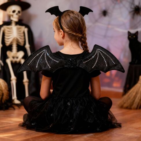 أجنحة الخفافيش - أجنحة الشيطان الأسود ومجموعة عصابة الرأس لزي الهالوين مصاصي الدماء الساحرة والحفلات التنكرية، مقاس صغير in Kuwait