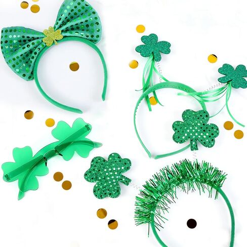 10 عبوات من عصابة الرأس لعيد القديس باتريك ونظارات شامروك الشمسية لعيد القديس باتريك وقبعات البرسيم الأخضر وعصابة رأس نظارات مبتكرة لأغطية الرأس الأيرلندية وحفلات الحفلات وديكورات المهرجانات in Kuwait