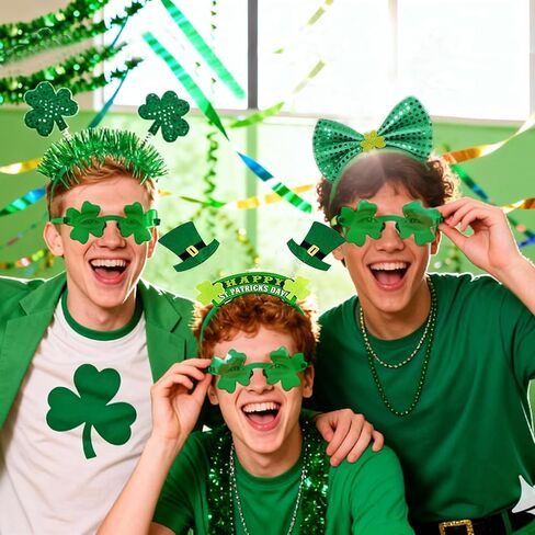10 عبوات من عصابة الرأس لعيد القديس باتريك ونظارات شامروك الشمسية لعيد القديس باتريك وقبعات البرسيم الأخضر وعصابة رأس نظارات مبتكرة لأغطية الرأس الأيرلندية وحفلات الحفلات وديكورات المهرجانات in Kuwait