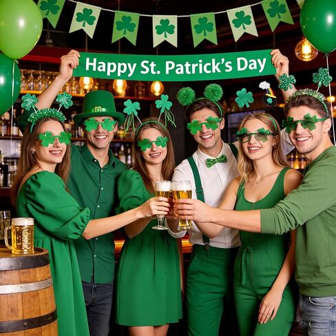 10 عبوات من عصابة الرأس لعيد القديس باتريك ونظارات شامروك الشمسية لعيد القديس باتريك وقبعات البرسيم الأخضر وعصابة رأس نظارات مبتكرة لأغطية الرأس الأيرلندية وحفلات الحفلات وديكورات المهرجانات in Kuwait