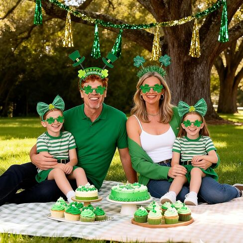 10 عبوات من عصابة الرأس لعيد القديس باتريك ونظارات شامروك الشمسية لعيد القديس باتريك وقبعات البرسيم الأخضر وعصابة رأس نظارات مبتكرة لأغطية الرأس الأيرلندية وحفلات الحفلات وديكورات المهرجانات in Kuwait