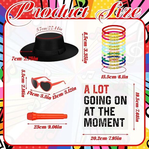 17 Pcs Halloween Singer Costume Black Bowler Hat Sunglasses Shorts Fake Microphone Prop Sticker Halloween Party in Kuwait