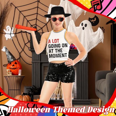 17 Pcs Halloween Singer Costume Black Bowler Hat Sunglasses Shorts Fake Microphone Prop Sticker Halloween Party in Kuwait