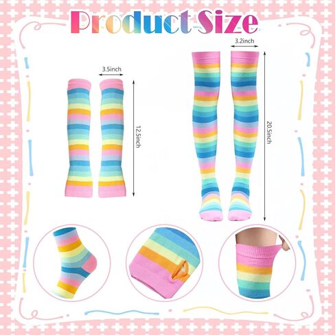 9 Pcs Galentine's Day Candyland Costume Accessories Candy Headband Sweet Rainbow Necklace Lollipop Earrings Pink Tutu Gloves Tights for Valentine's Day Photo Props Candy Theme Cosplay Accessories in Kuwait