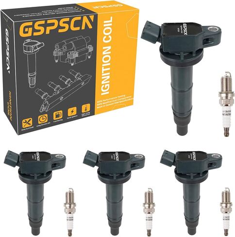 GSPSCN Set of 4 Ignition Coil Pack UF333 and Iridium Spark Plugs for 2002-2012 Toyota Camry Corolla Matrix RAV4 Highlander Solara丨Lexus HS250h丨Pontiac Vibe丨Scion xB tC 2.0L 2.4L L4,Replaces# C1330 in Saudi Arabia