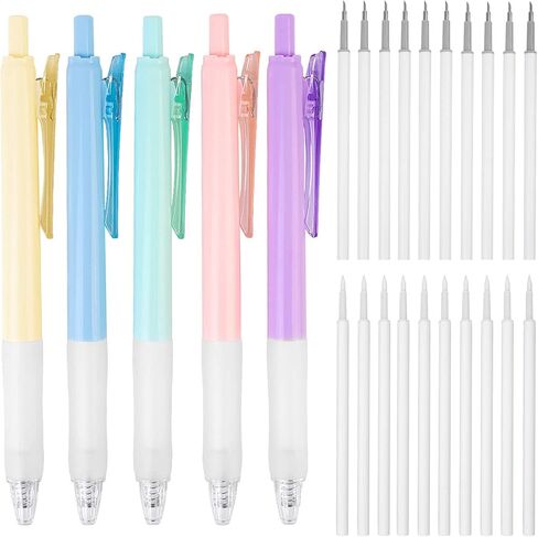 Craft Knife Pens - 5Pcs Hobby Knife Pen Cutter Set, Retractable Push-Type Ceramic Carving Cutting Hobby Knife Tool with 20Pcs Refill Blades for DIY Artwork, Scrapbook, Stencils, Art Drawing in Saudi Arabia