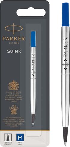Parker QUINK Rollerball Pen Ink Refill, Medium, Blue in Saudi Arabia