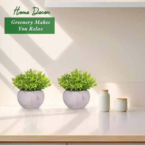 نباتات وهمية صغيرة لديكور رف الحمام، نباتات صناعية صغيرة داخلية نباتات عشبية عصارية وهمية لمكتب النساء في المكتب ديكور طاولة القهوة بوعاء مزيف in Kuwait