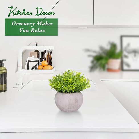 نباتات وهمية صغيرة لديكور رف الحمام، نباتات صناعية صغيرة داخلية نباتات عشبية عصارية وهمية لمكتب النساء في المكتب ديكور طاولة القهوة بوعاء مزيف in Kuwait