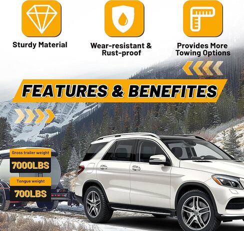Kojem Class 3 Trailer Tow Hitch Compatible with 2012-2019 Mercedes-Benz ML350/GLE350/GLE43 AMG Excluding Diesel 2" Trailer Hitch Receiver Towing 7,000 lbs Capacity in Saudi Arabia