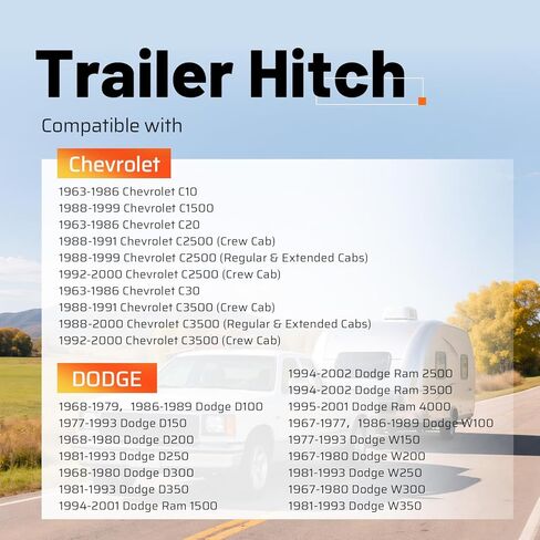 وصلة سحب المقطورة من الفئة 3، جهاز استقبال 2 بوصة متوافق مع 1963-2002 شيفروليه دودج فورد جي إم سي in Kuwait