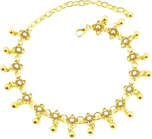 14K Gold Flower Ankle Bracelets for Women Waterproof Silver Plus Size Large Vintage Boho Indian Non Tarnish Anklets Beach Cute Chunky Cuban Friendship Dainty Charm Adjustable Anklets in Kuwait