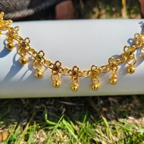 14K Gold Flower Ankle Bracelets for Women Waterproof Silver Plus Size Large Vintage Boho Indian Non Tarnish Anklets Beach Cute Chunky Cuban Friendship Dainty Charm Adjustable Anklets in Kuwait