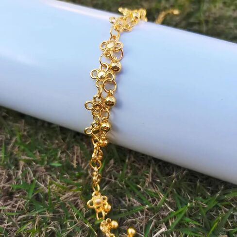 14K Gold Flower Ankle Bracelets for Women Waterproof Silver Plus Size Large Vintage Boho Indian Non Tarnish Anklets Beach Cute Chunky Cuban Friendship Dainty Charm Adjustable Anklets in Kuwait