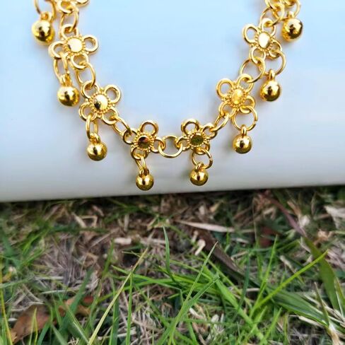 14K Gold Flower Ankle Bracelets for Women Waterproof Silver Plus Size Large Vintage Boho Indian Non Tarnish Anklets Beach Cute Chunky Cuban Friendship Dainty Charm Adjustable Anklets in Kuwait