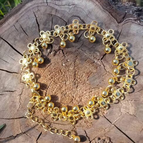 14K Gold Flower Ankle Bracelets for Women Waterproof Silver Plus Size Large Vintage Boho Indian Non Tarnish Anklets Beach Cute Chunky Cuban Friendship Dainty Charm Adjustable Anklets in Kuwait