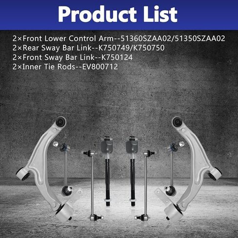 Control Arm, Replacement For Control Arm with Ball Joint Sway Bar Link Tie Rod End Kit Suspension Kit Compatible With 2009-2015 Honda Pilot in Saudi Arabia