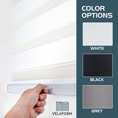 Cordless Zebra Window Shades by VELAFORM (57" W x 72" H, White), Free-Stop, Day & Night Control, Modern Design in Saudi Arabia