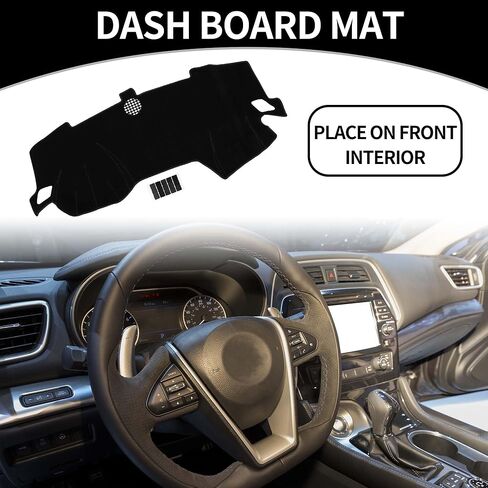 Dash Cover for Nissan Maxima 2016-2023 Dashboard Cover Sun Shade Protect Carpet Polyester Black with Sticker - 1 Set in Saudi Arabia