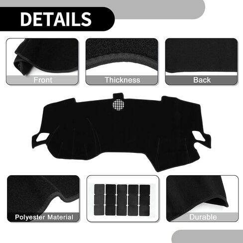 Dash Cover for Nissan Maxima 2016-2023 Dashboard Cover Sun Shade Protect Carpet Polyester Black with Sticker - 1 Set in Saudi Arabia