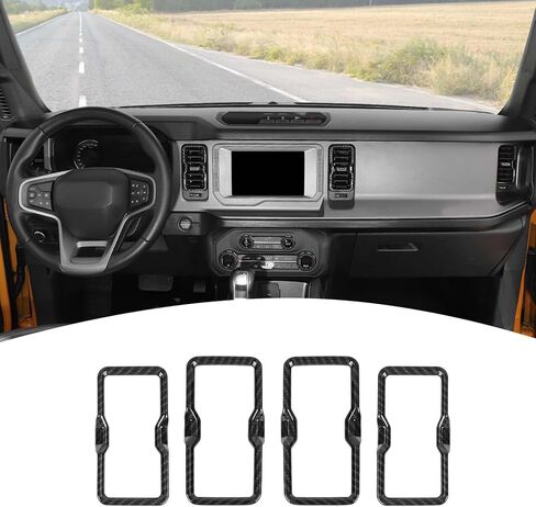 for Bronco Dash Air AC Vent Cover Trim Frame Compatible with Ford Bronco 2021 2022 2023 Carbon Fiber Interior Accessories 4pcs in Saudi Arabia