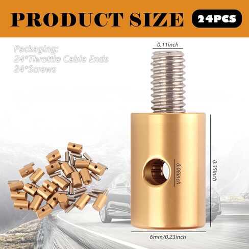 24 قطعة من مجموعة أطراف كابل الخانق 6 مم، توقف كابلات نهاية كابل الخانق بدون لحام مع مسامير الحلمة، والخانق العالمي وكابلات الفرامل تنتهي المشابك للسيارات والدراجات النارية والدراجات in Kuwait