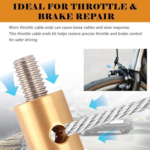 24 قطعة من مجموعة أطراف كابل الخانق 6 مم، توقف كابلات نهاية كابل الخانق بدون لحام مع مسامير الحلمة، والخانق العالمي وكابلات الفرامل تنتهي المشابك للسيارات والدراجات النارية والدراجات in Kuwait