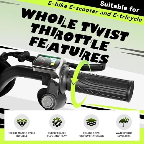 خنق دراجة كهربائية 48 فولت مع شاشة LED وقفل مفتاح، خنق نصف ملتوي متوافق مع سلسلة Ridstar Q20، قطع غيار الدراجات النارية الكهربائية العالمية للدراجات النارية in Kuwait