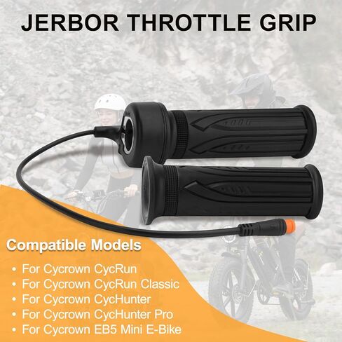 Jerbor Upgraded E-Bike Throttle Grip for Cycrown CycRun/CycRun Classic/CycHunter/CycHunter Pro/EB5 Mini E-Bike, Quick Response Right Hand Control, Waterproof & Non-Slip, Essential E-Bike Accessories in Saudi Arabia