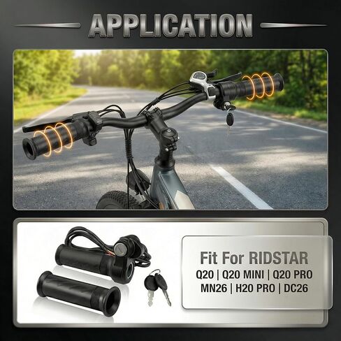 Ebike Full Twist Throttle with 2 Keys, Plug & Play 3 Pin Compatible with Ridstar Q20/Q20 Pro/H20/H26 Pro Electric Bike, Smooth Acceleration, Easy Installation in Saudi Arabia